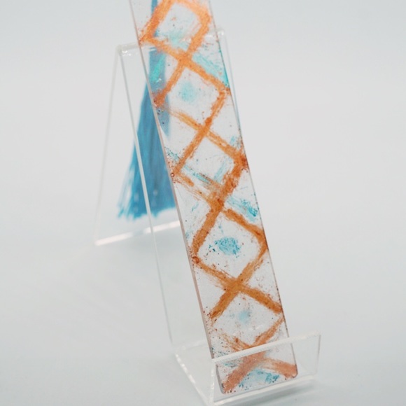 Copper Blue Criss Cross Handmade Resin Bookmark - Picture 8 of 9